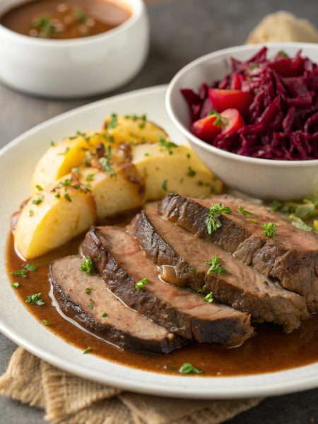 Sauerbraten cu carne de vită și sos de mere