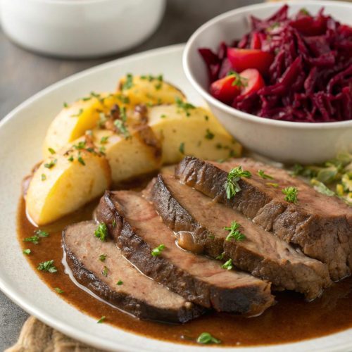 Sauerbraten cu carne de vită și sos de mere