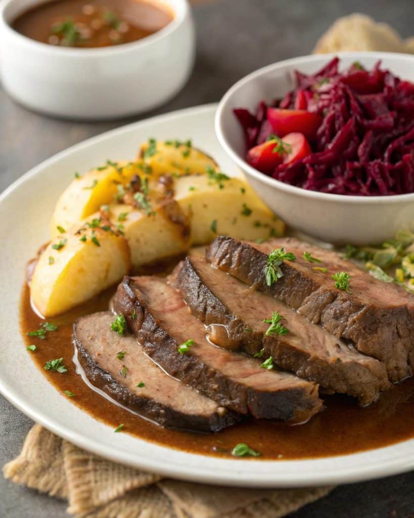 Sauerbraten cu carne de vită și sos de mere